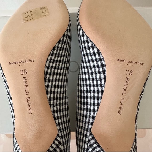 Manolo Blahnik Black and White Gingham Heels - Picture 8 of 15